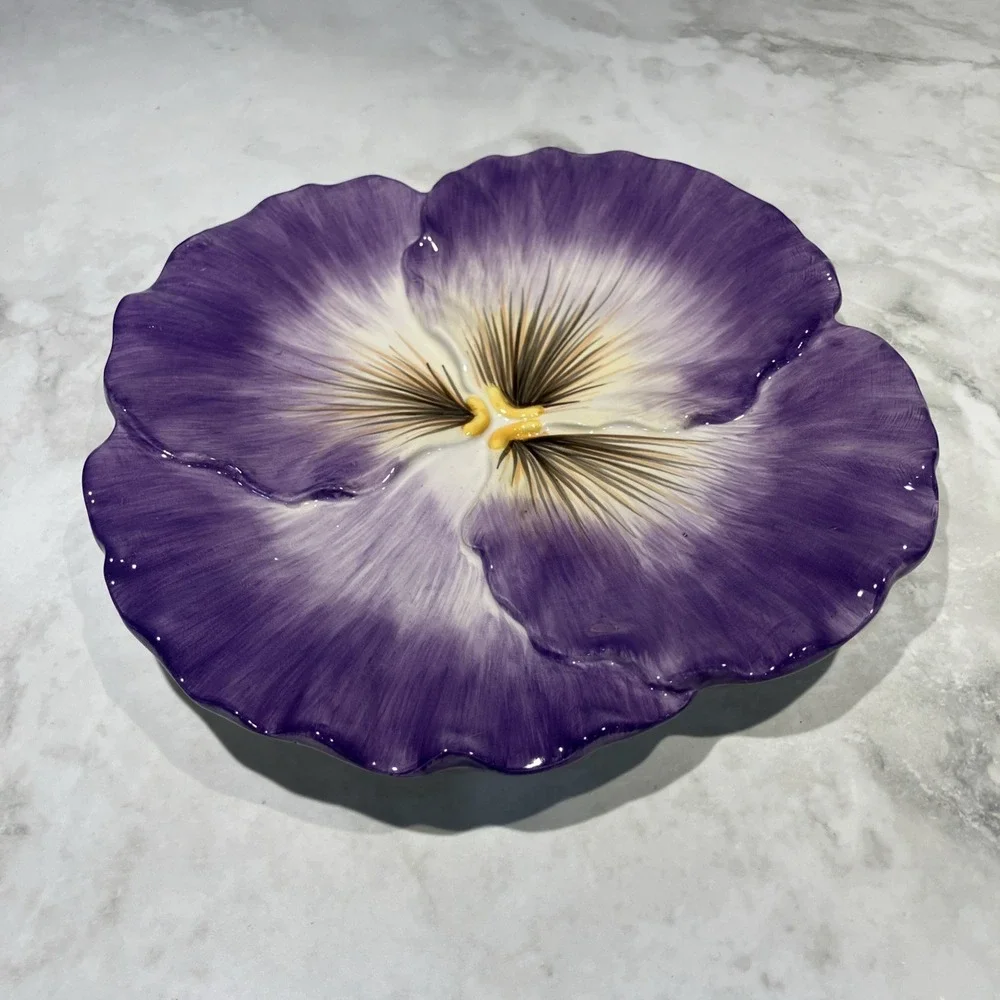 Fitz and Floyd Flower Plate Purple Halcyon Pansy Appetizer Plate Classics 9